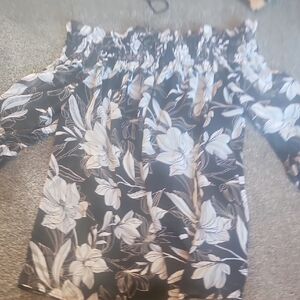 White House Black Market Black and White Floral Blouse